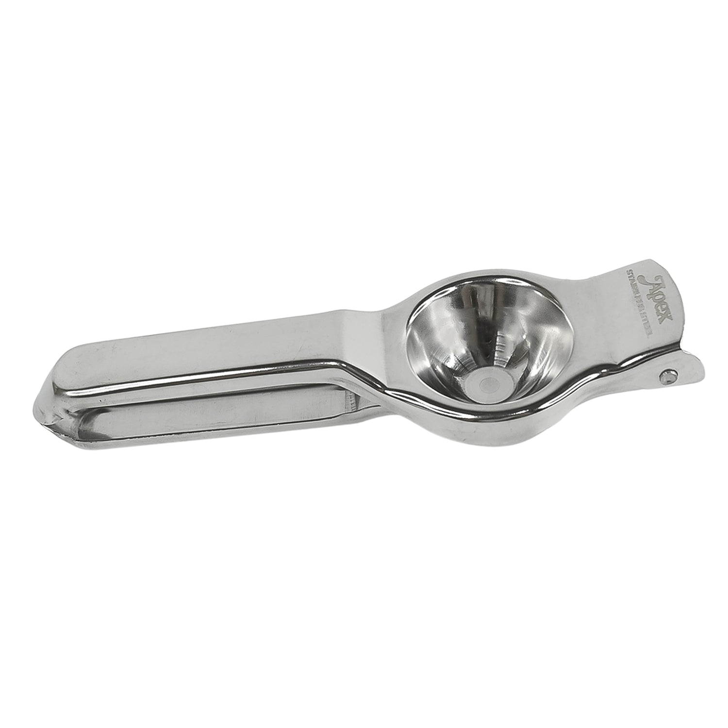 Manual citrus juicer with ergonomic handle and rust resistant finish