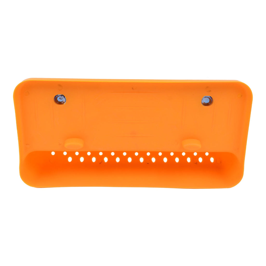 Sink drainer shelf holding kitchen sponges and brushes, showcasing its use as a kitchen sink organizer.