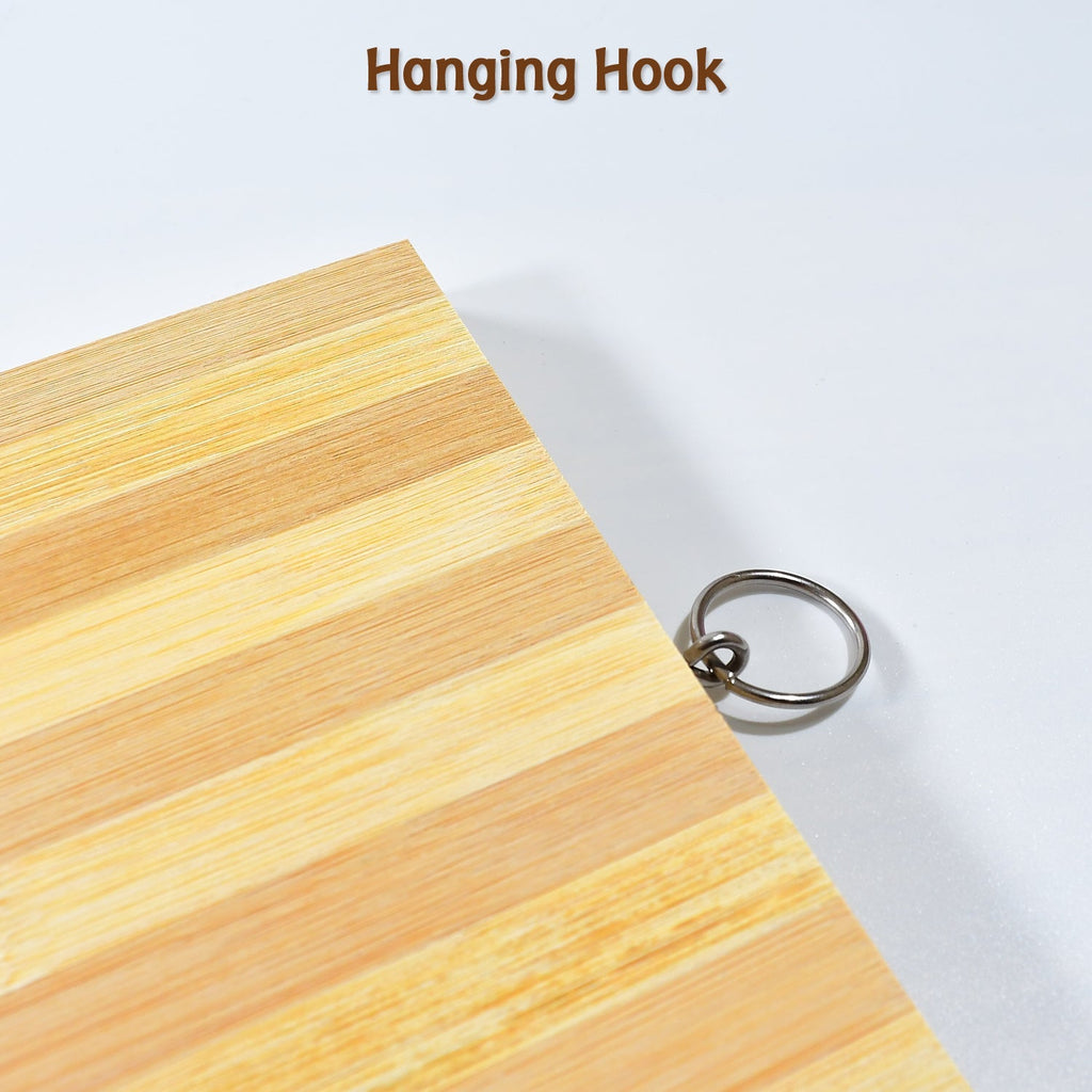 Eco-friendly wooden cutting board, gentle on knives.