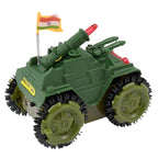 Close-up detail of the Tumbling Tank Toy Car, showing its intricate design elements.