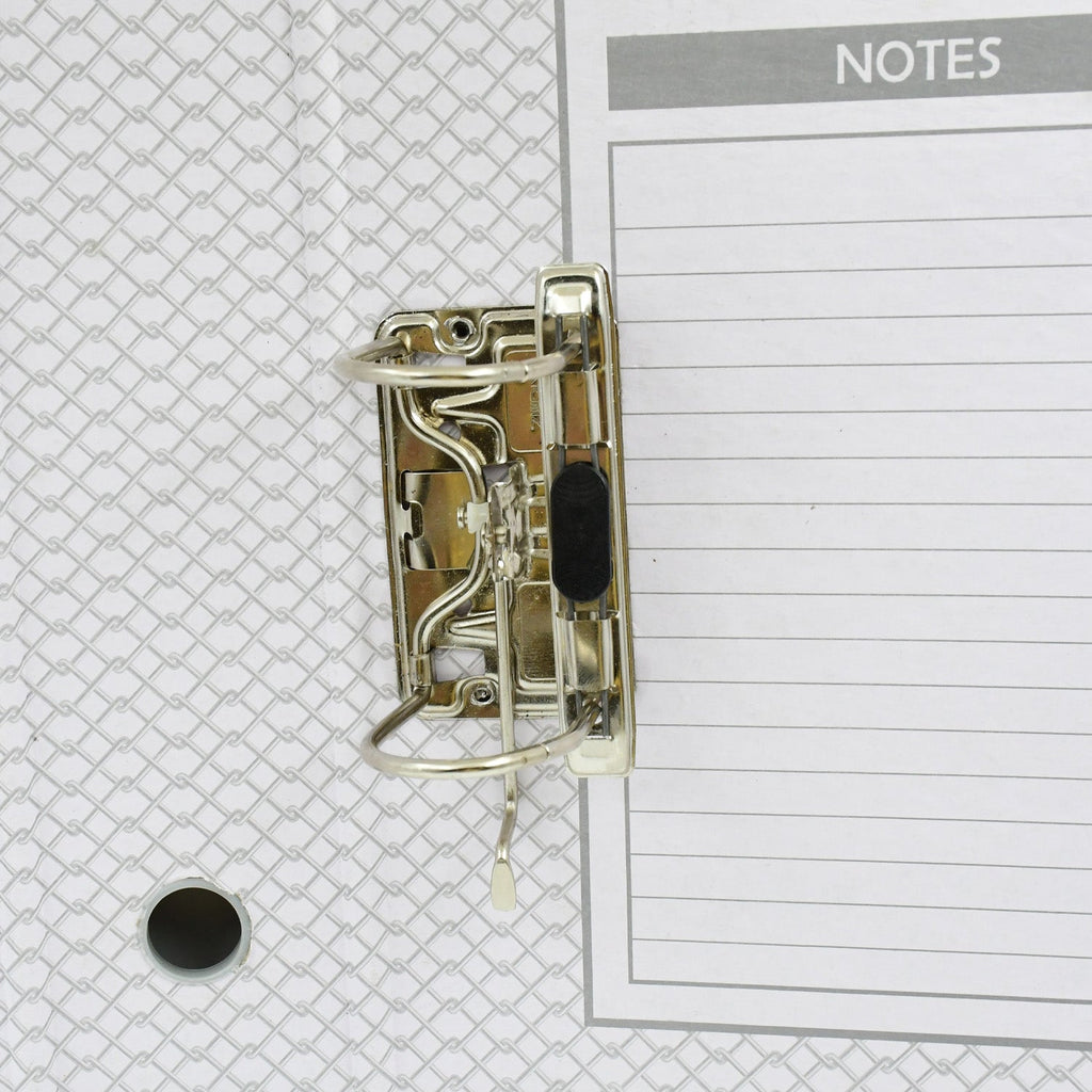 Organised documents held securely within the box file.