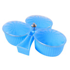 3-compartment munch tray with sturdy handle for easy carrying