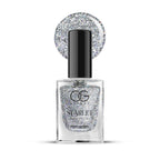 OG Beauty Starlight Silver Nail Polish showing glossy glitter nail color