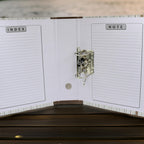 Multiple Lever Arch File Organizers stacked neatly on a shelf.