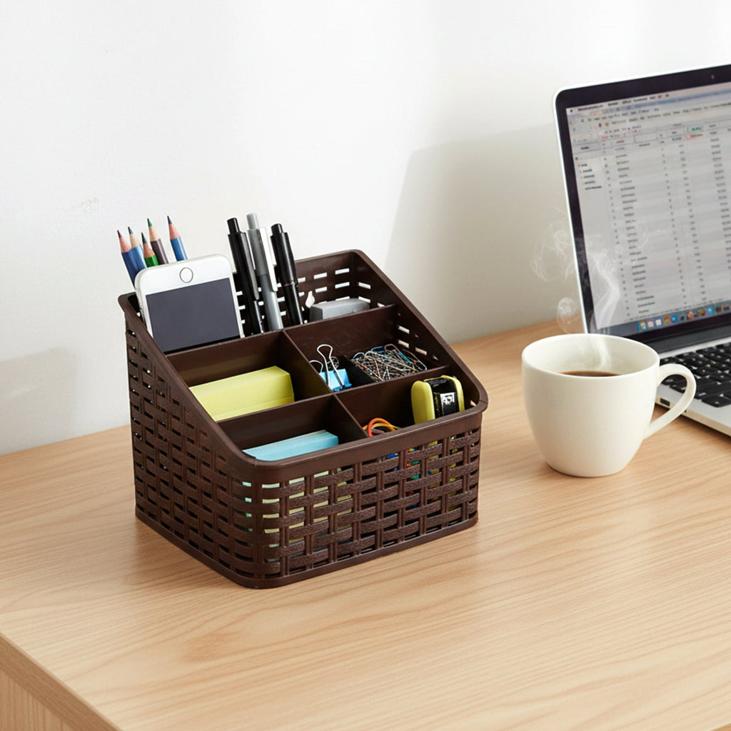 Multipurpose organizer rack basket for desk storage