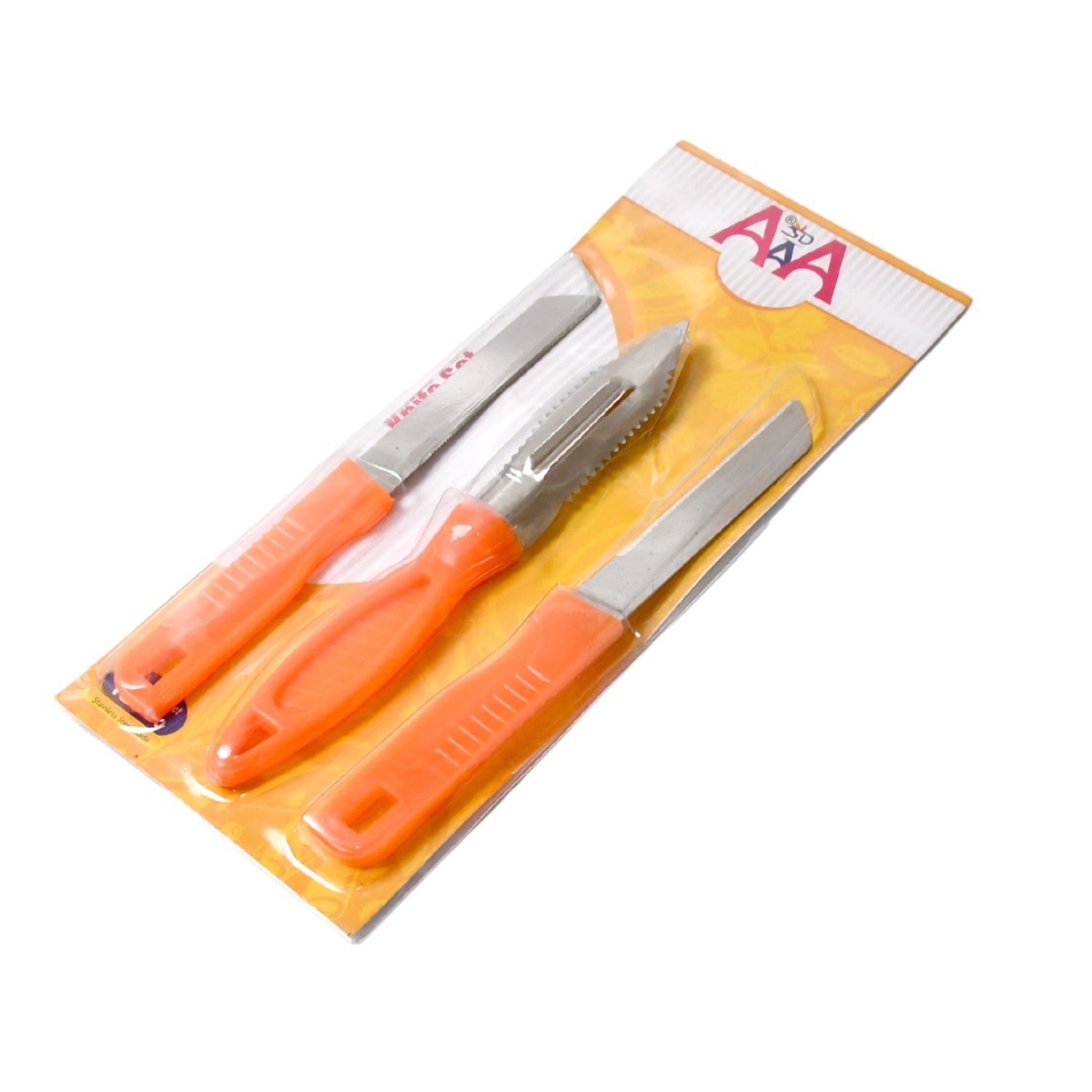 Efficient stainless steel kitchen peeler from the set, ideal for fruit and vegetable prep.