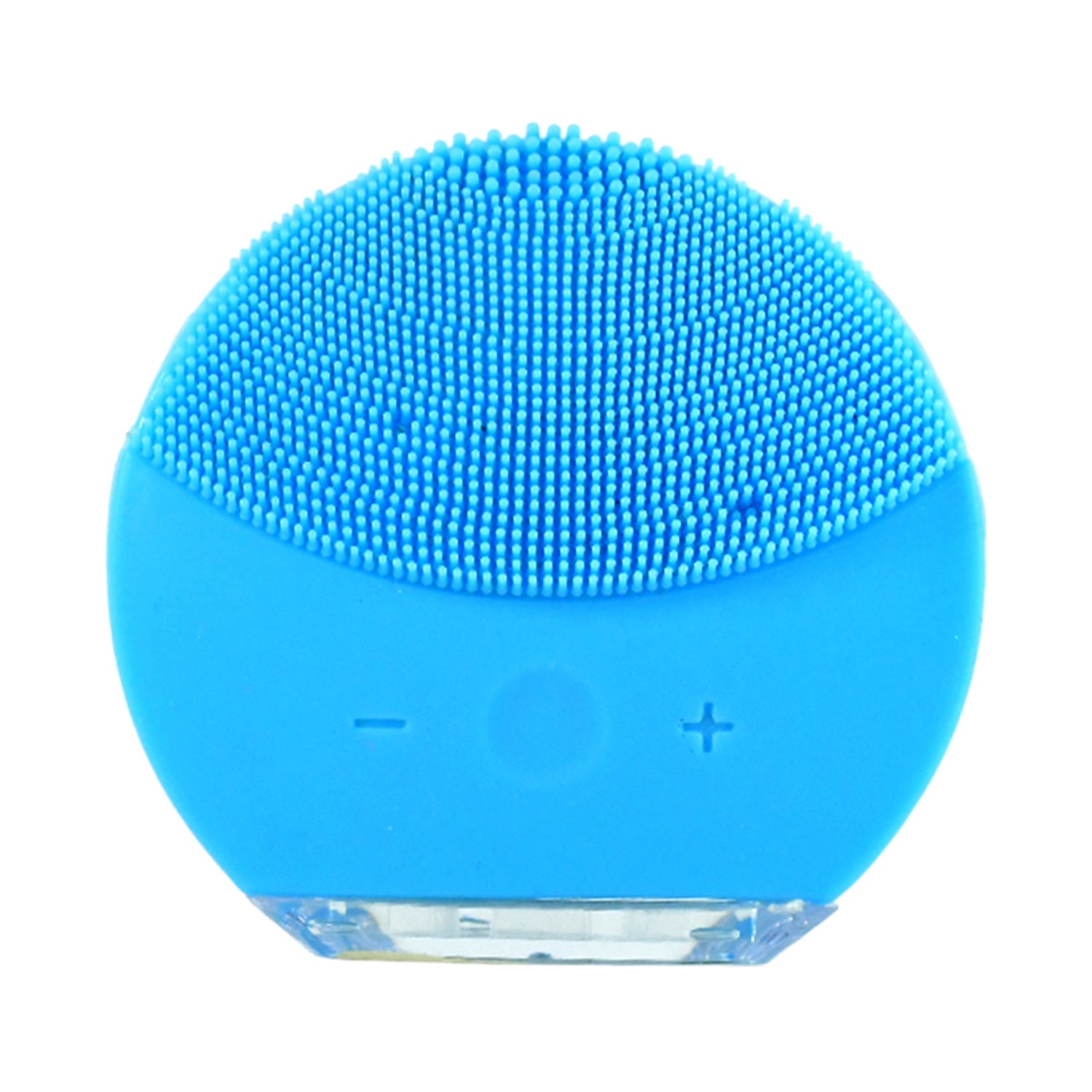 Facial cleansing brush glowing to show sonic technology in use