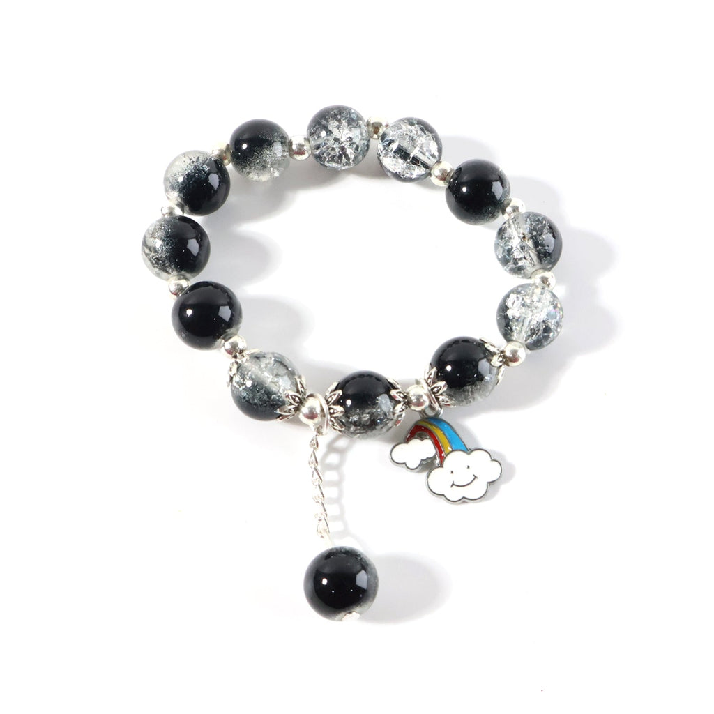 Fashion bracelet with playful cloud and rainbow charm for daily wear