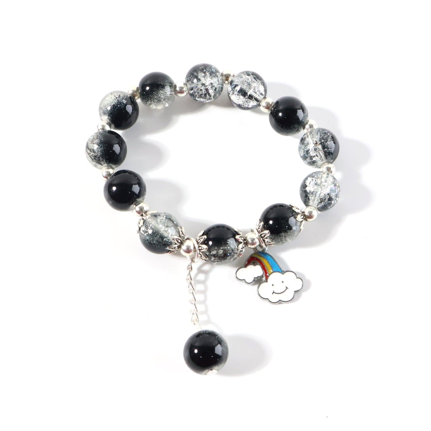 Fashion bracelet with playful cloud and rainbow charm for daily wear