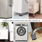 Set of four round washing machine support pads on white background