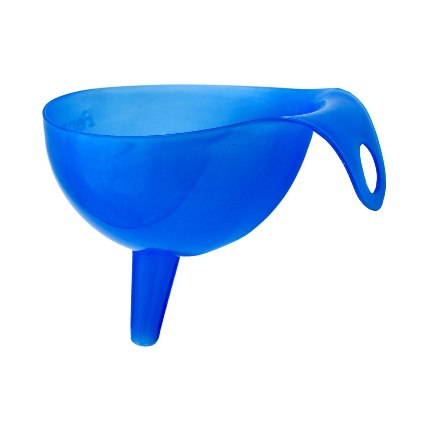 Space-saving plastic funnel hanging neatly on a kitchen wall.