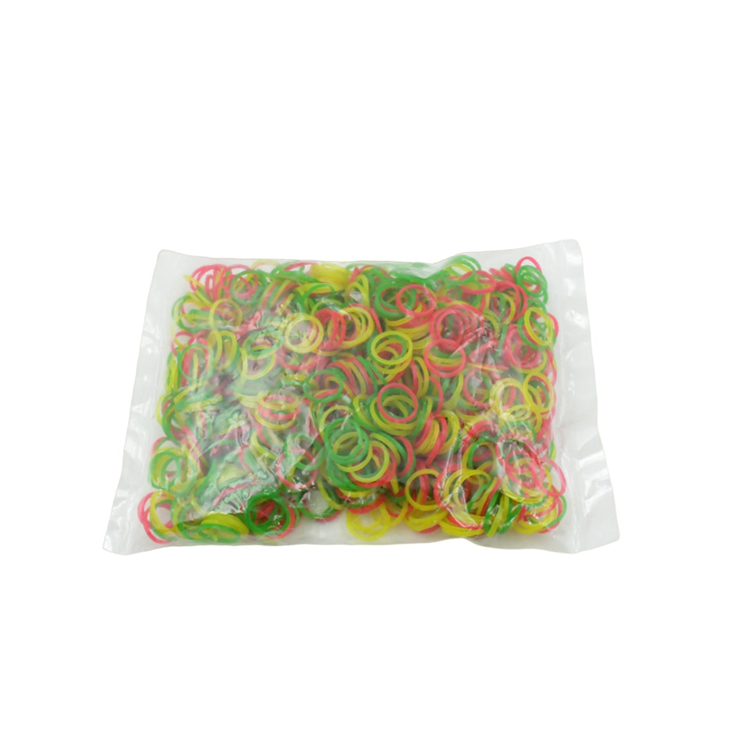A pack of 1-inch elastic rubber bands, ready for office and school organization.