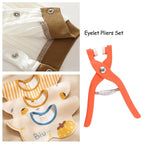 Ergonomic eyelet pliers for comfortable and precise hole punching in fabric.