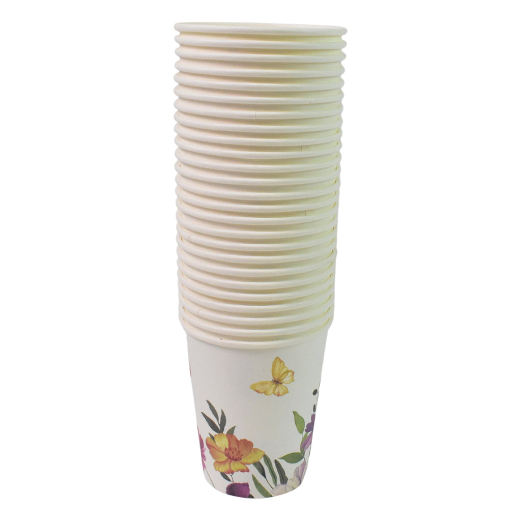 Close-up of disposable paper cups, highlighting their sturdy material.