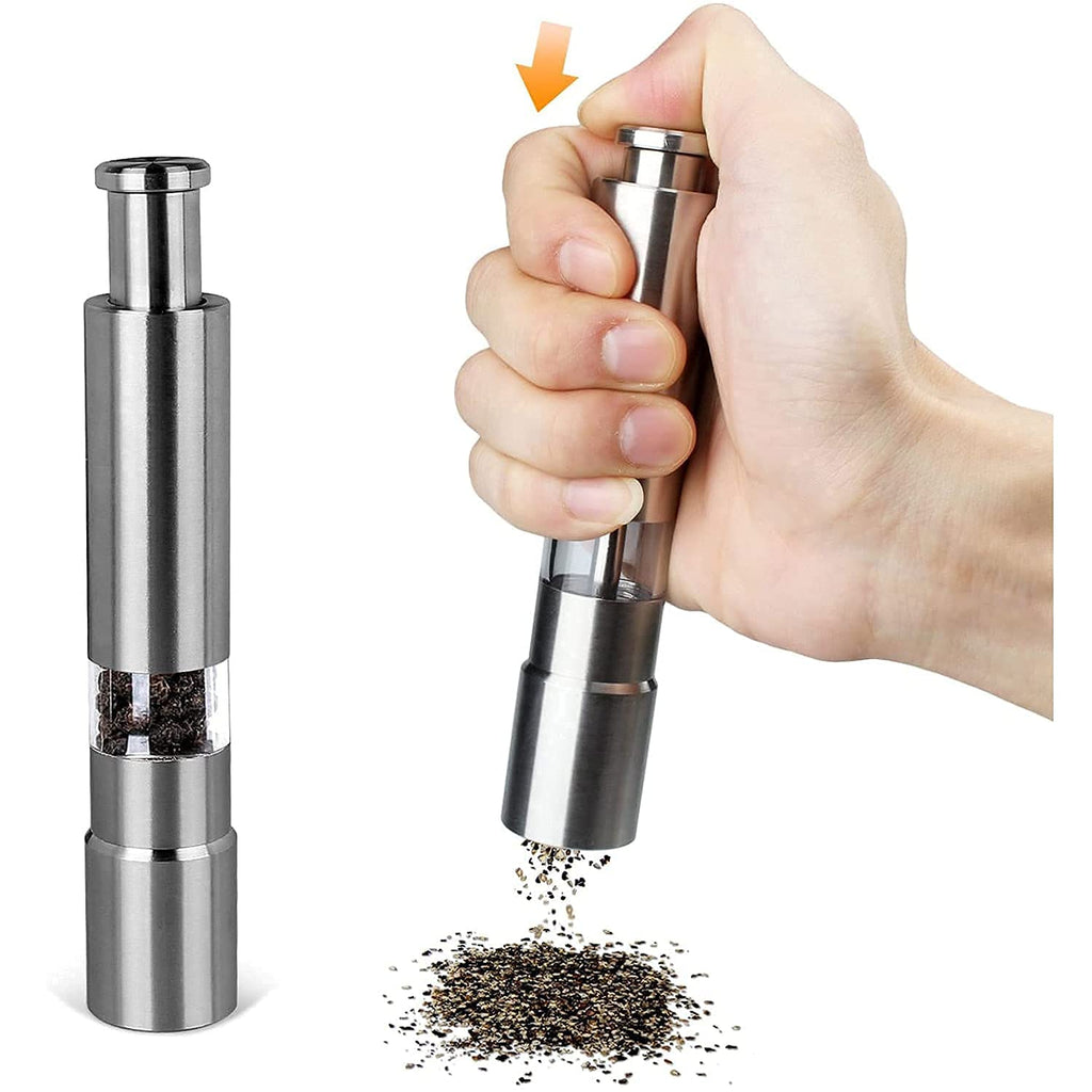 Ergonomic design of the thumb press spice grinder for comfortable use.