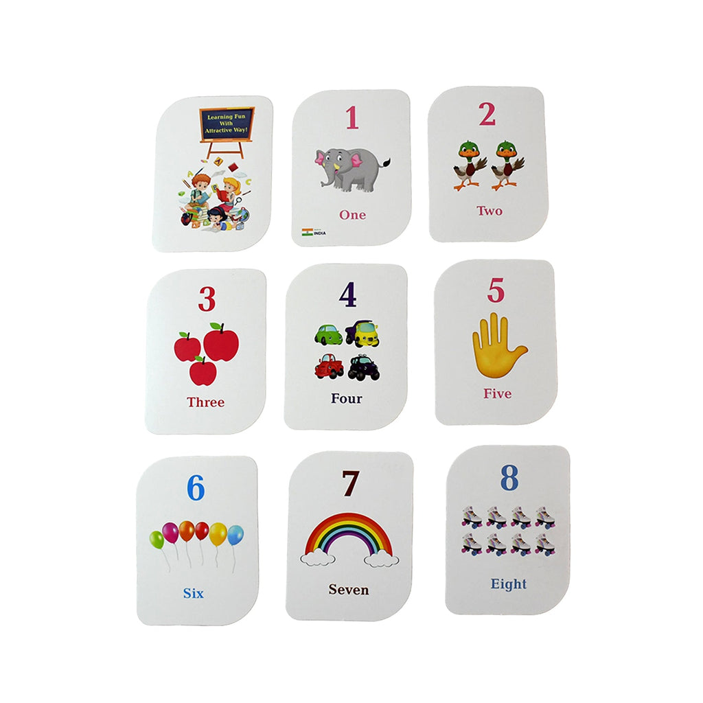 Number flashcards ready set count design with safe rounded corners