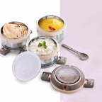 Stackable triple-layer stainless steel containers in insulated lunch box