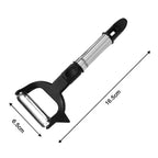 Ergonomic handle of the Quickslice peeler with its dual blades visible.