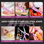 Complete 6 Pcs Chef Knife Set including a peeler and scissors for versatile use.