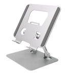 Top-down view of the metal alloy tablet stand, highlighting its compact design.