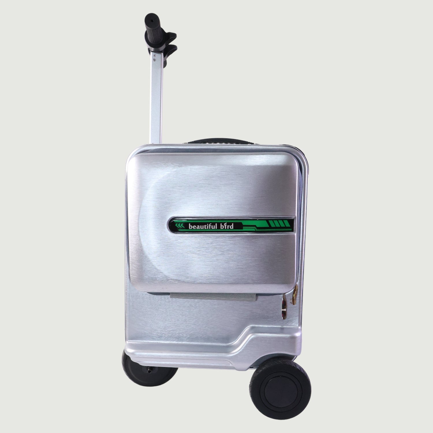 Secure lock system on electric ride-on travel trolley bag