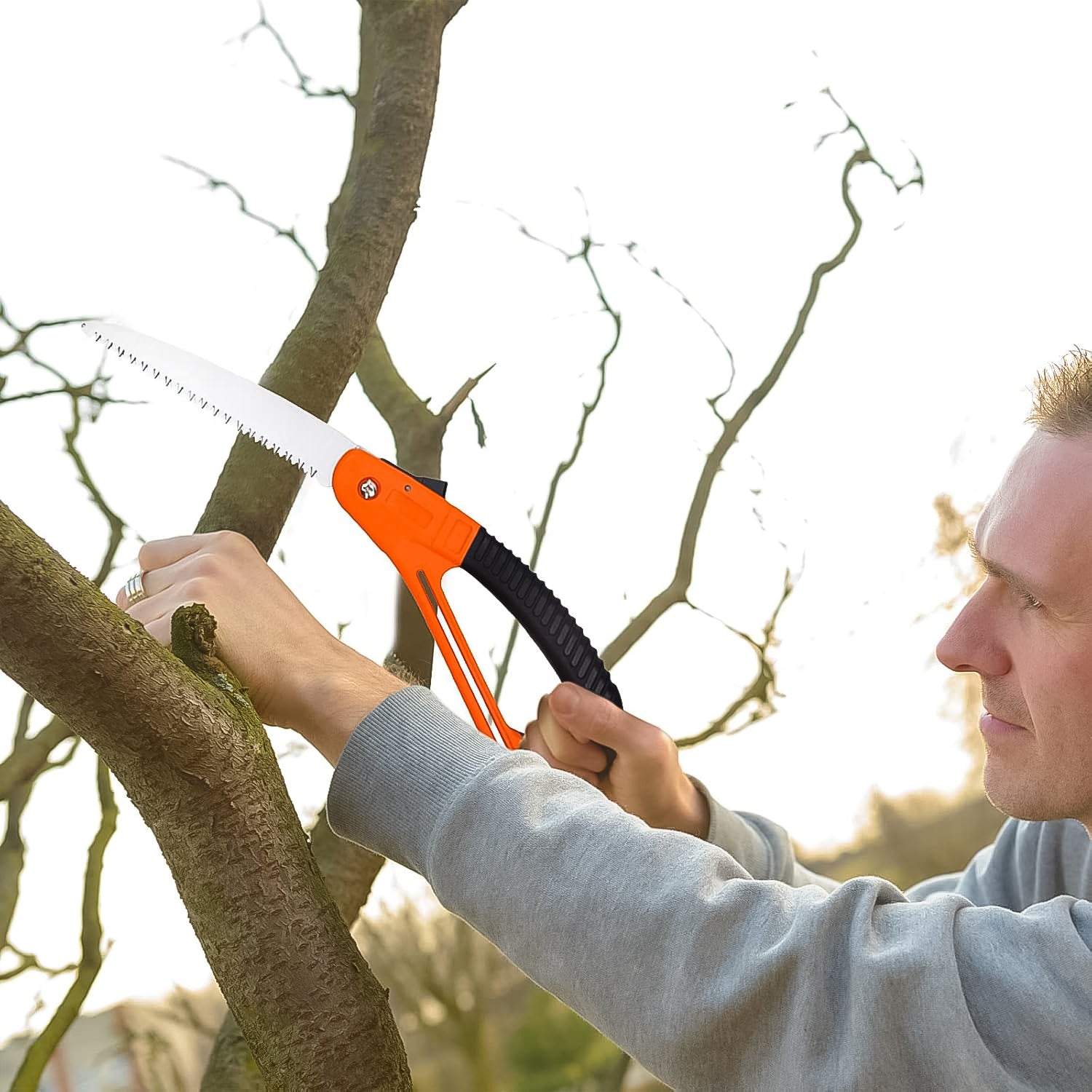 Compact and pocket-sized Folding Pruning Saw, perfect for easy storage and outdoor adventures.