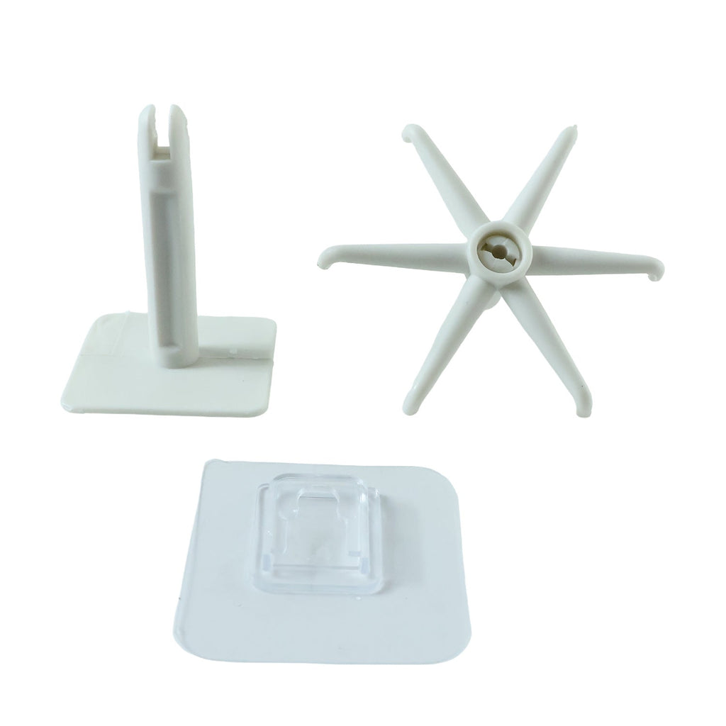Side view of the black waterproof self-adhesive hook holding a small pan.