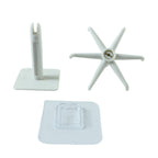Side view of the black waterproof self-adhesive hook holding a small pan.