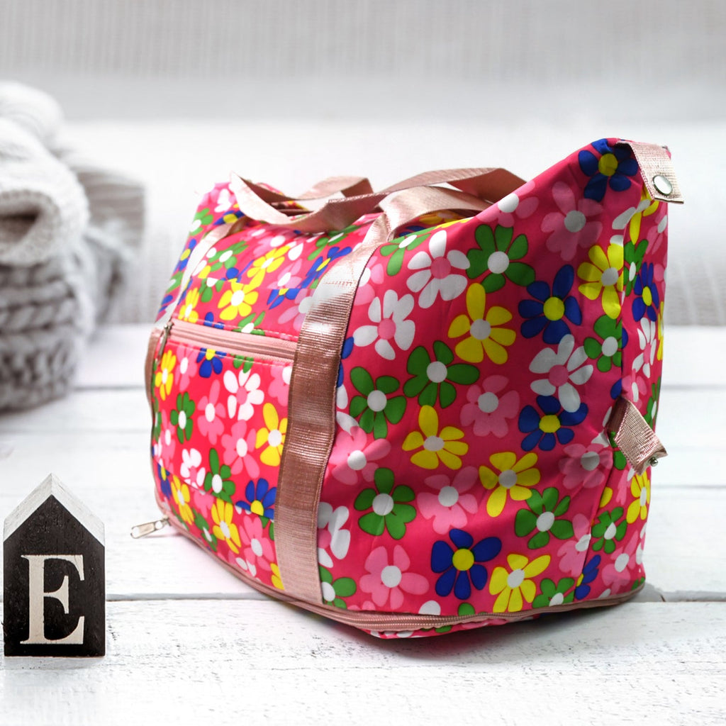 Several foldable travel bags in different colours, showcasing their design and functionality.