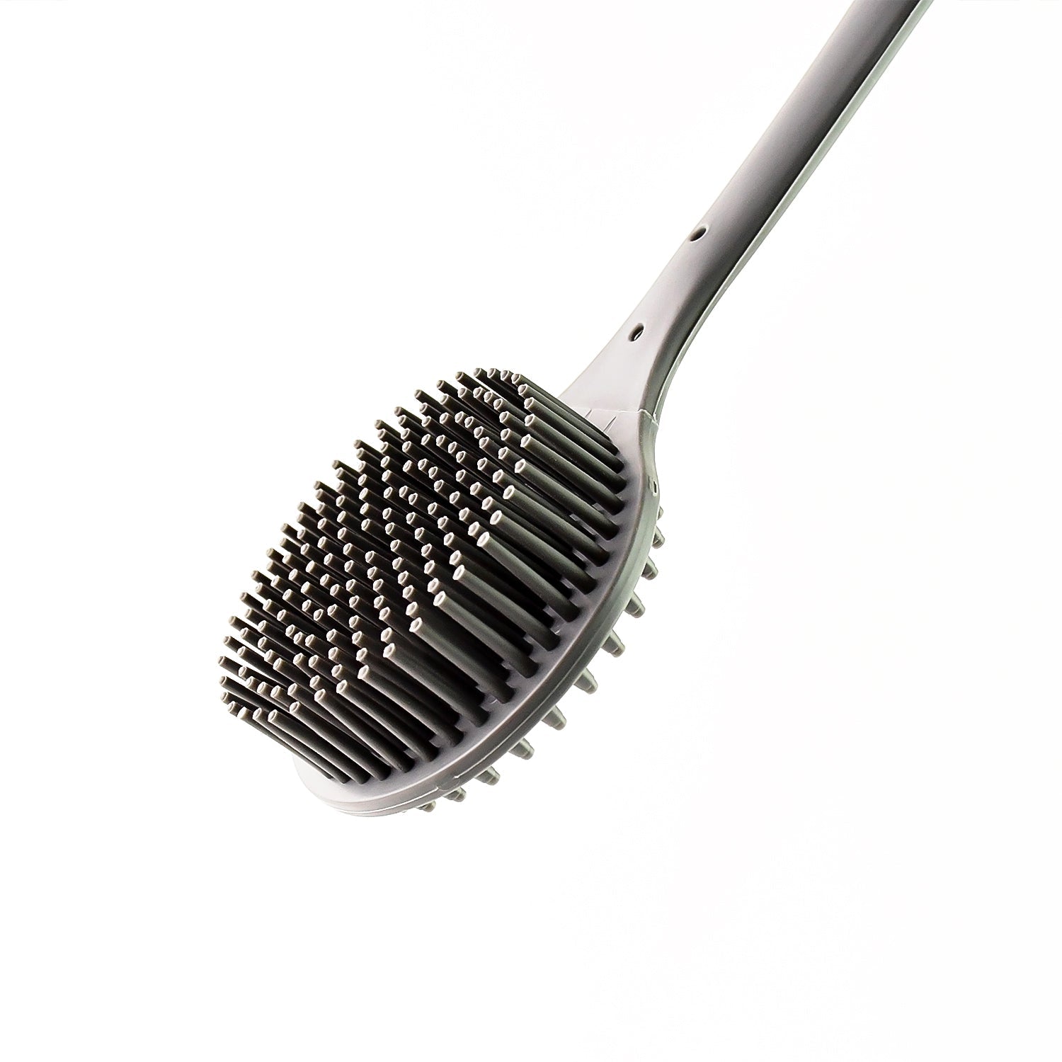 Deep clean silicone shower brush with quick dry hanging design