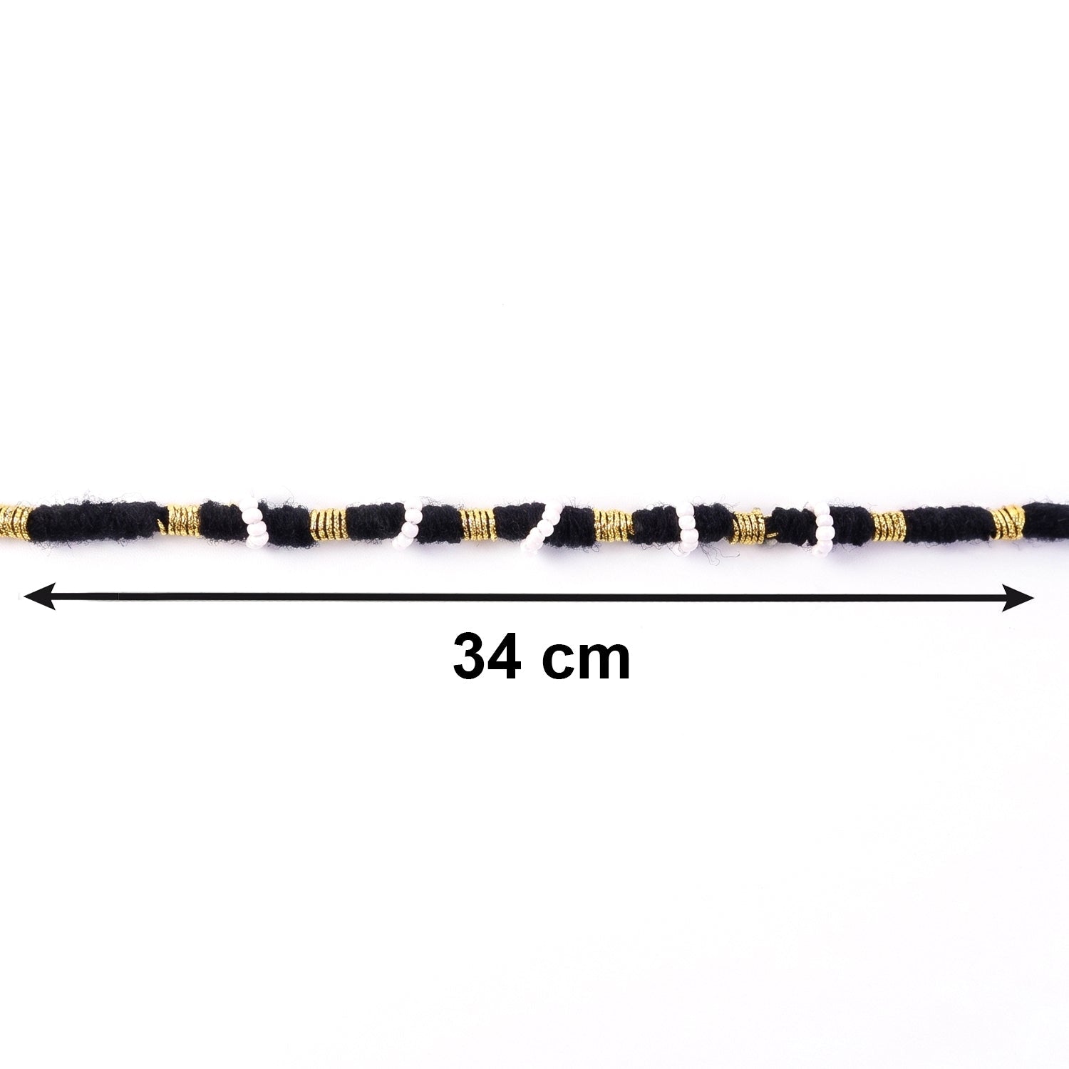 Black thread rakhi with detailed white pearl beads