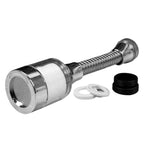 Faucet aerator with water flowing in a wide, controlled spray, highlighting water efficiency.