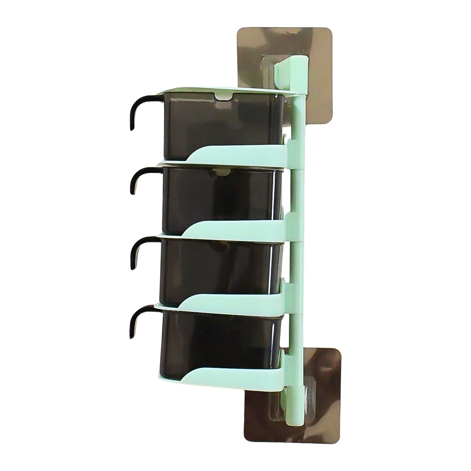 Compact 4-section spice tower with each compartment holding different condiments.
