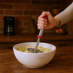 Seamless round mesh head design of the stainless steel masher ensures smooth results.