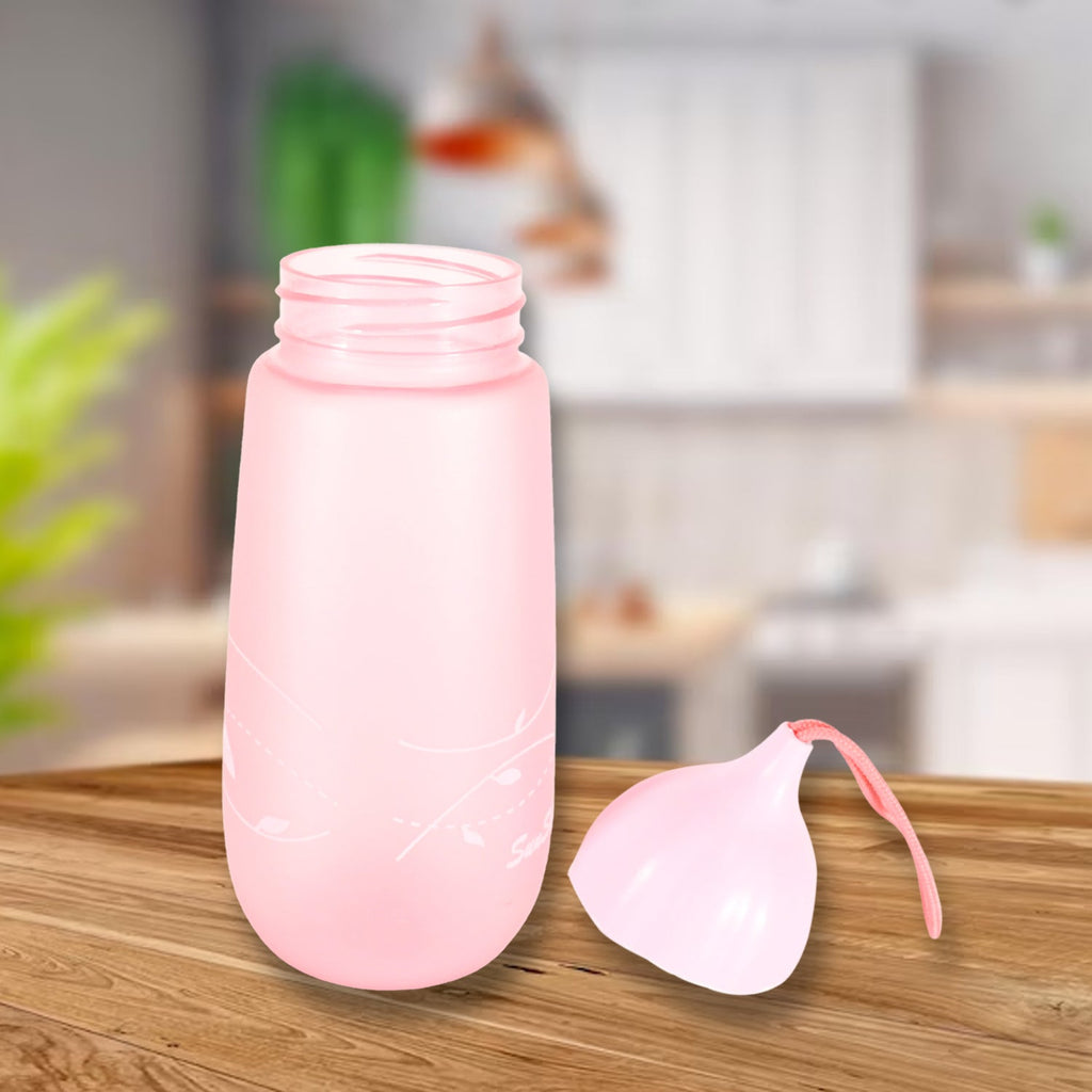 Side view of the wide body plastic water bottle, emphasizing its unique and ergonomic design.