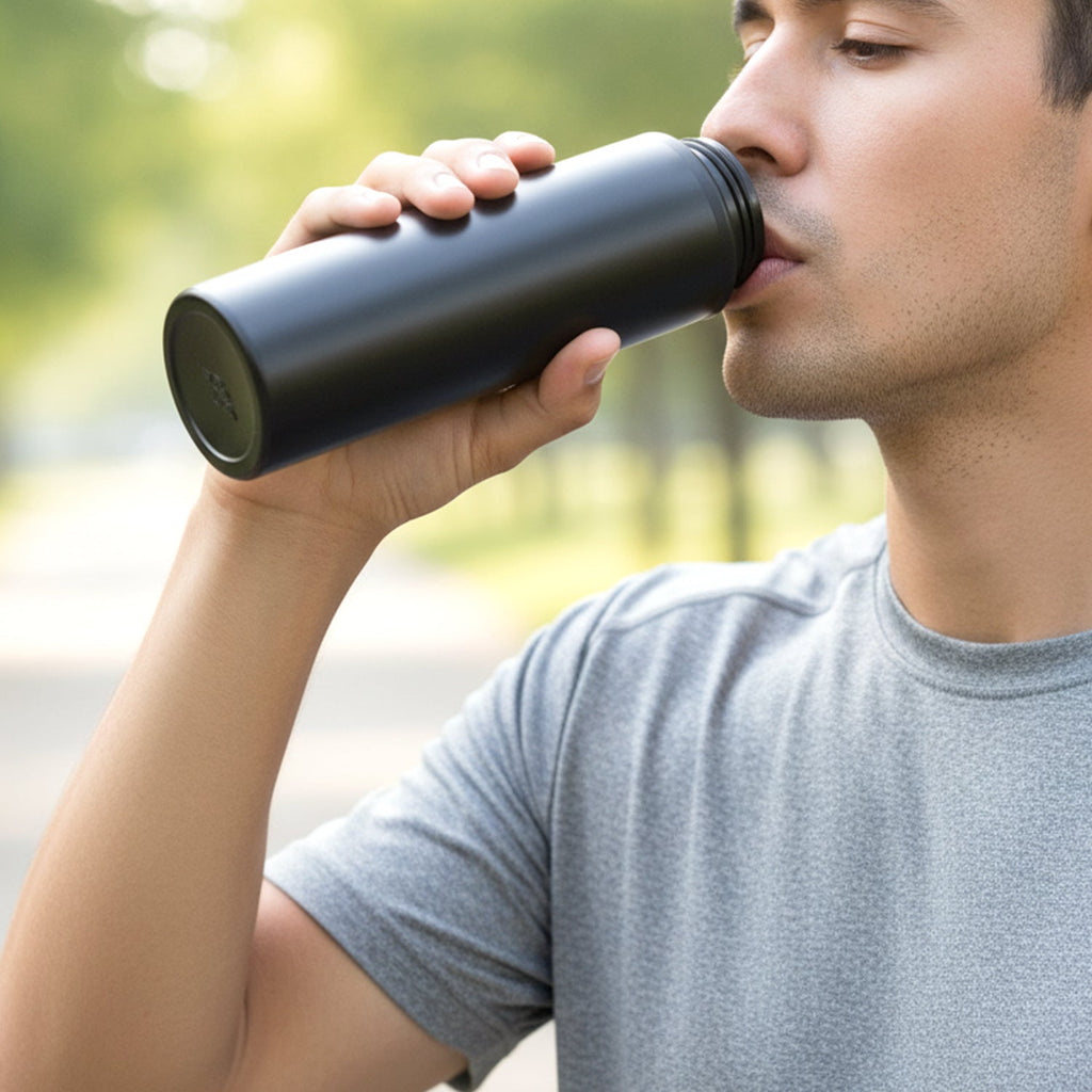 Leak proof flip lid on stainless steel sports water bottle