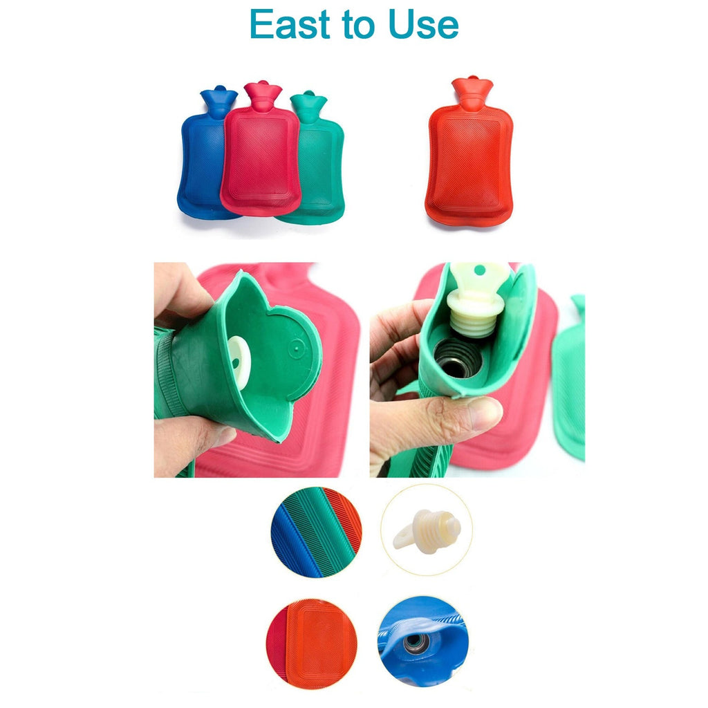 Vibrant red rubber hot water bag on a flat surface
