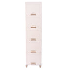 Stacked plastic storage drawers ideal for toys and clothes organization