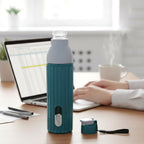Side view of sports sipper water bottle with ergonomic design