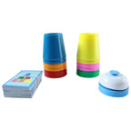 Complete Cup Stacking Game Set with cups and bell for kids