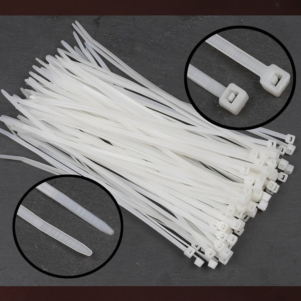 Black 10-inch cable ties from Organivo, shown coiled and ready for diverse applications.