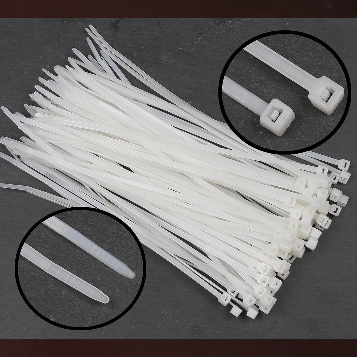 Black 10-inch cable ties from Organivo, shown coiled and ready for diverse applications.