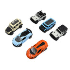 The mini pull back car toy packaged in a bright, attractive display box.