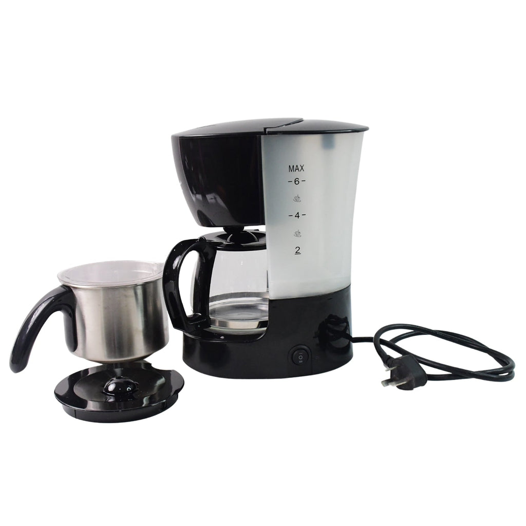 Side view of compact and stylish automatic drip coffee maker