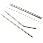 The included cleaning brush for easy maintenance of the reusable stainless steel straws.