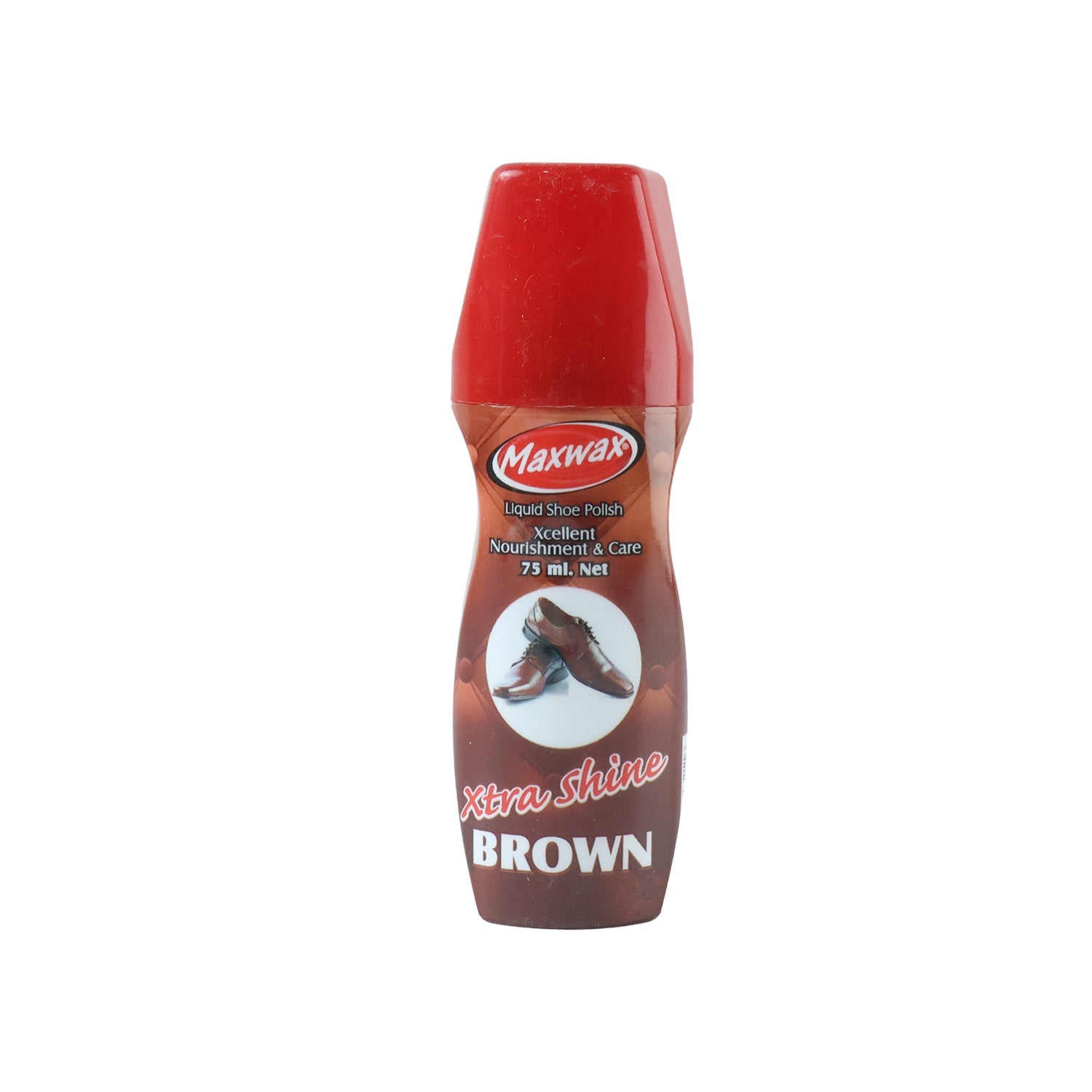 Leather brown shoe shiner in compact bottle