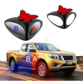 Car blind spot mirror showing wide-angle view with 360-degree rotation feature