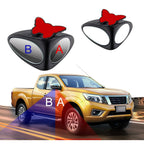 Car blind spot mirror showing wide-angle view with 360-degree rotation feature