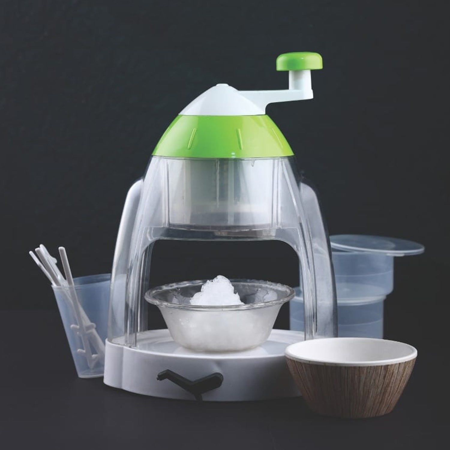 Hand crank ice crusher machine with stable base for home parties