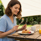 Wooden finish flatware set for elegant table setting